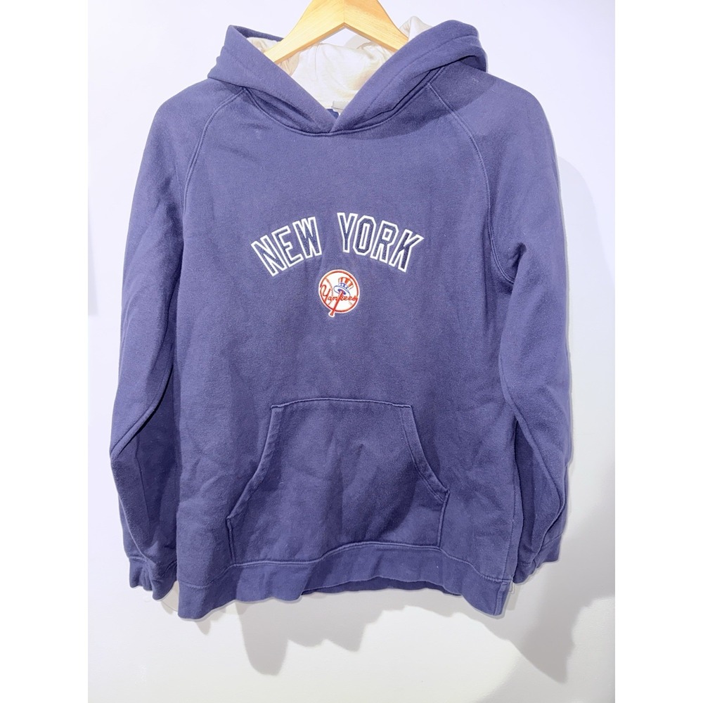 New York Yankees Fleece Hoodie Boys Sz 16/18 Navy MLB Baseball Nike Pullover